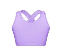 inlzdz Enfant Fille Soutien-Gorge de Sport Jogging Crop Top de Danse Moderne Jazz Brassière Bra Push-up Tank Top Danse de Rue Hip-Hop Débardeur Sportwear 4-16 Ans Violet 11-12 Ans
