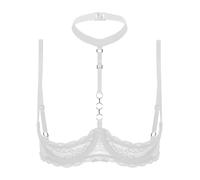 inlzdz Femme Soutien-Gorge Ouvert Sein Nu Bra Brassière Dentelle Transparent Lingerie Plaisir Erotique sous-vêtements Bralette Push Up Babydoll Nightwear Clubwear S-5XL Type F Blanc M