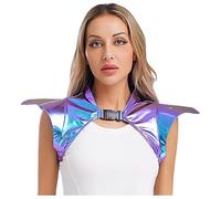 inlzdz Femmes Shiny Brillant Épaule Armure Shrug Haut Gothique Punk Vêtements Accessoires Halloween Carnaval Costume Bleu XXL