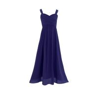 inlzdz Fille Robe de Soirée Cérémonie Cocktail Robe Princesse Chic Elégante Robe de Demoiselle d'honneur 3D Fleur Robe Longue Mousseline Froncée Robe sans Manches 4-14 Ans Bleu B 10 Ans