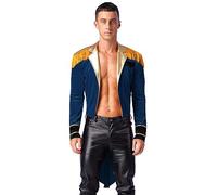 inlzdz Homme Blazer à Queue d'Hirondelle Vintage Monsieur Loyal Déguisement Cirque Ringmaster Prince Smoking Reverse Tuxedo Jacket S-3XL A Bleu M