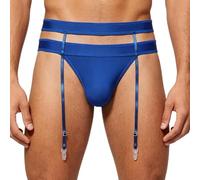 inlzdz Homme Jockstrap Underwear Sport Underwear Culottes Tanga Slips Solides Gays G String en Coton Tanga String Thong Gay Crossdresser Bleu S