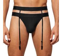 inlzdz Homme Jockstrap Underwear Sport Underwear Culottes Tanga Slips Solides Gays G String en Coton Tanga String Thong Gay Crossdresser Noir M
