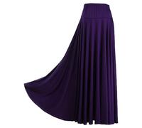 inlzdz Jupe Longue Flamenco Espagnole Femme Maxi Jupe Balançoire Danse Valse Tango Carnaval Costume de Danse du Ventre Tenue de Danse Orientale Skirts A Violet L