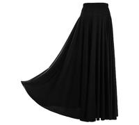 inlzdz Jupe Longue Flamenco Espagnole Femme Maxi Jupe Balançoire Danse Valse Tango Carnaval Costume de Danse du Ventre Tenue de Danse Orientale Skirts A Noir XL