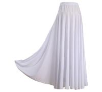 inlzdz Jupe Longue Flamenco Espagnole Femme Maxi Jupe Balançoire Danse Valse Tango Carnaval Costume de Danse du Ventre Tenue de Danse Orientale Skirts A Blanc 5XL