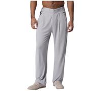 inlzdz Pantalon De Danse pour Hommes Long Latin Jazz Pantalon avec Poches pour Compétition De Danse Salon Tenue Moderne Gris S