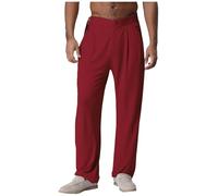 inlzdz Pantalon De Danse pour Hommes Long Latin Jazz Pantalon avec Poches pour Compétition De Danse Salon Tenue Moderne Bourgogne S