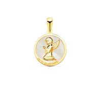 Inmaculada Romero IR Ange Médaille Burlón en or 18 carats avec nacre de 15 mm et le message I WILL KEEP YOU