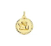Inmaculada Romero IR Ange Médaille Burlón en or 9 carats mesurant 16 mm, sculptée sur le bord en forme de croix