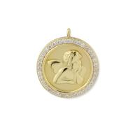 Inmaculada Romero IR Ange Médaille de la Garde en argent sterling 925 plaqué or, 22 mm, avec oxyde de zirconium