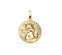 Inmaculada Romero IR Ange Médaille d'or Burlón 9 carats avec détails rainurés de 14 mm et finition brillante