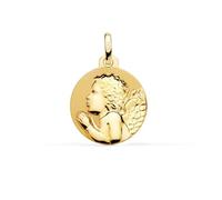 Inmaculada Romero IR Ange Médaille Enfant Pieux en or 18 carats, 16 mm, en prière, finition brillante