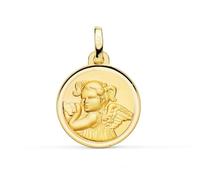 Inmaculada Romero IR Ange Médaille Revoltoa Girl en or 9 carats, 16 mm, avec lunette lisse. Gravure incluse dans le prix - Personnalisable - GRAVURE INCLUSE DANS LE PRIX