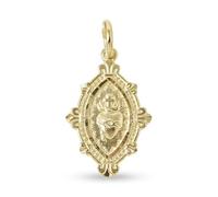 Inmaculada Romero IR Arrête-toi Pendentif médaille du Sacré-Cœur de Jésus en argent massif 925 plaqué or, 22 mm.