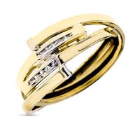 Inmaculada Romero IR Bague Alliances croisées en or 9 carats avec zircon cubique, largeur maximale du canal de 10 mm.