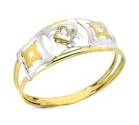 Inmaculada Romero IR Bague Bague ajourée double corps en or bicolore 9 carats avec zircon cubique, largeur maximale 8 mm.