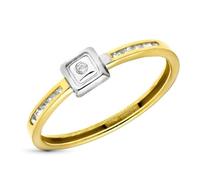 Inmaculada Romero IR Bague Bague carrée de 5 mm en or bicolore 9 carats avec zircone cubique