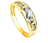 Inmaculada Romero IR Bague Bague double corps en or bicolore 9 carats avec zircon cubique couleur aigue-marine, largeur maximale du corps 6 mm.