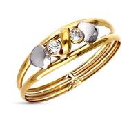 Inmaculada Romero IR Bague Bague en or bicolore 9 carats avec double anneau et détails en forme de cœur en zircon cubique, largeur maximale 6 mm.