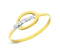 Inmaculada Romero IR Bague Bague ovale bicolore en or 9 carats avec zircon cubique et largeur maximale de la tête de 6,5 mm.