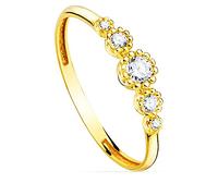 Inmaculada Romero IR Bague Bague pour femme en or 18 carats avec une monture centrale de 4 mm et des pierres en oxyde de zirconium.