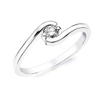 Inmaculada Romero IR Bague Bague solitaire en or blanc 18 carats avec un diamant central brillant de 0,15 carat.