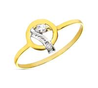 Inmaculada Romero IR Bague Boucles d'oreilles puces rondes de 9 mm en or bicolore 9 carats avec zircon cubique