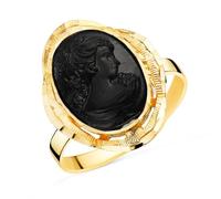 Inmaculada Romero IR Bague Camée en or noir 18 carats avec une tête ovale de 19 x 14 mm et un cadre sculpté