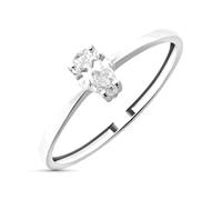 Inmaculada Romero IR Bague Diamant de laboratoire taille poire en or blanc 18 carats, 0,35 carat. Pureté VS2-G. Largeur : 6 mm.
