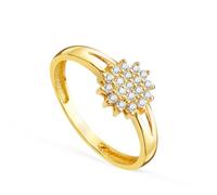 Inmaculada Romero IR Bague En or 18 carats avec un ensemble de zirconiums cubiques, tête de 7,5 mm, corps de 2 mm de largeur.