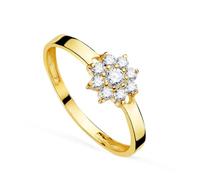 Inmaculada Romero IR Bague En or 18 carats avec un groupe de zircones cubiques de 7 mm et un corps de 2 mm.