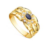 Inmaculada Romero IR Bague En or 18 carats avec un saphir naturel de 4 mm au centre, associé à des oxydes de zirconium.