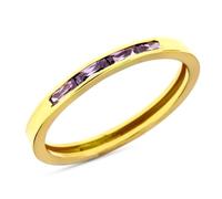 Inmaculada Romero IR Bague En or 9 carats avec des pierres d'améthyste serties en canal et une largeur de 3 mm.