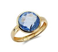 Inmaculada Romero IR Bague En or 9 carats avec lunette en zircone cubique bleue, 12 mm de large.