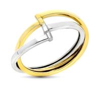 Inmaculada Romero IR Bague En or bicolore 9 carats, anneaux lisses et brillants, largeur maximale de 10 mm.