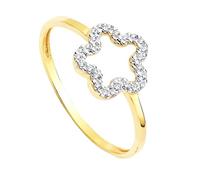 Inmaculada Romero IR Bague en or bicolore 9 carats avec des zirconias cubiques ajourées en forme de fleur mesurant 9 x 9 mm.