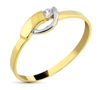 Inmaculada Romero IR Bague en or bicolore 9 carats avec zircon cubique et une largeur maximale de 5 mm.