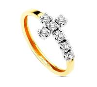 Inmaculada Romero IR Bague En or bicolore 9 carats avec zircon cubique, forme de croix, largeur maximale de la croix de 14 mm.