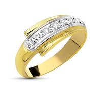 Inmaculada Romero IR Bague en or bicolore 9 carats, marciza avec zircon cubique, largeur maximale 7 mm.