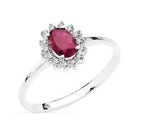 Inmaculada Romero IR Bague en or blanc 18 carats avec un rubis de 6 x 4 mm de 0,50 ct et 14 diamants de 0,01 ct.