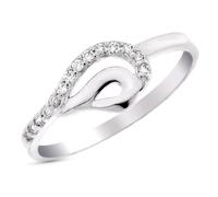 Inmaculada Romero IR Bague en or blanc 9 carats, formes ajourées avec zirconiums cubiques, largeur maximale de la tête de 8 mm.