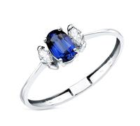 Inmaculada Romero IR Bague Or 18 carats, diamants de laboratoire et saphir blanc de diffusion 6 x 4 mm. 0,64 ct. 0,134 ct. E-VS2