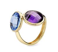 Inmaculada Romero IR Bague Or 9 carats avec deux zirconias cubiques de couleur serties dans une lunette et d'une largeur maximale de 12 mm.