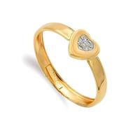 Inmaculada Romero IR Bague Or 9 carats avec tête centrale en forme de cœur et zircon cubique, largeur de la tête 7 mm.