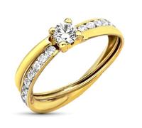 Inmaculada Romero IR Bague Or 9 carats avec zircon cubique, corps canal et centre avec griffes de 4 mm.