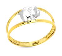 Inmaculada Romero IR Bague Or bicolore 9 carats avec détail éléphant double corps, largeur maximale 7,5 mm.