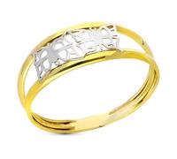 Inmaculada Romero IR Bague Or bicolore 9 carats avec double corps et deux papillons ajourés, largeur maximale du corps 8 mm.