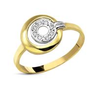 Inmaculada Romero IR Bague Or bicolore 9 carats, forme ronde ajourée avec zircon cubique, largeur maximale 10 mm.