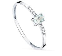 Inmaculada Romero IR Bague Or blanc 18 carats, diamants de laboratoire 0,030 ct. Aigue-marine naturelle ovale 4 x 3 mm, corps 1,30 mm. Pureté VS2 G
